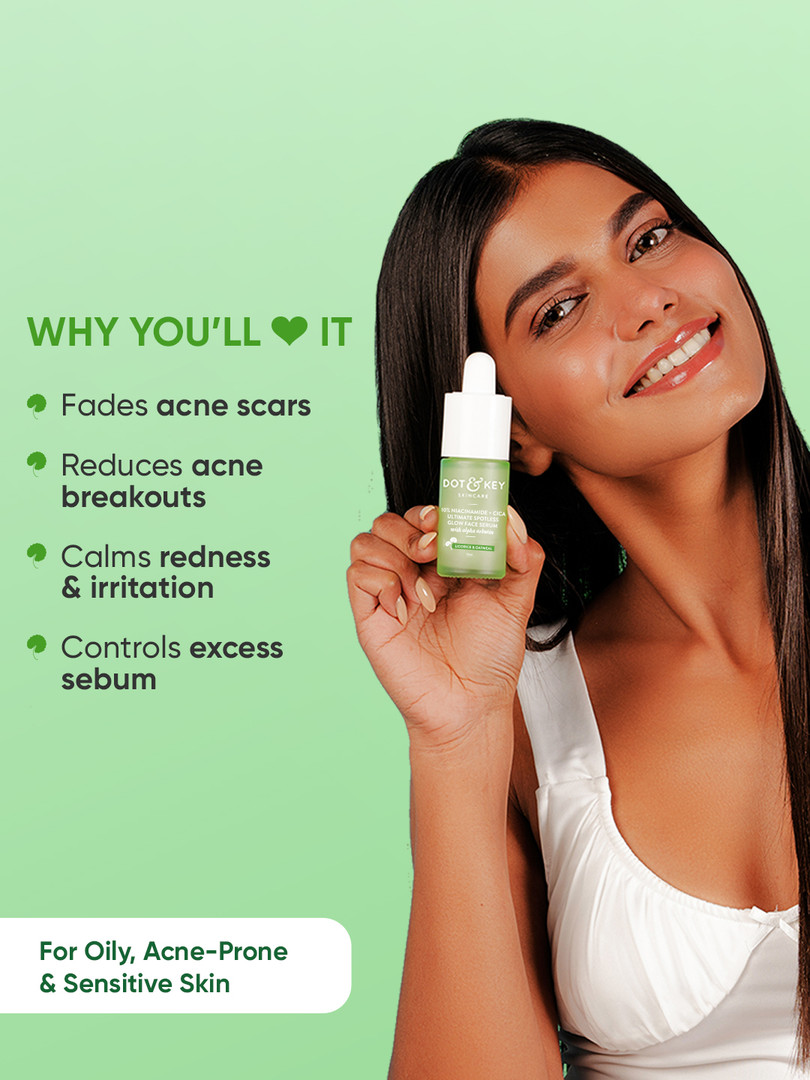 DOT & KEY 10% Niacinamide CICA Anti-Acne Glow Face Serum for Dark Spots & Acne Scars-30ml